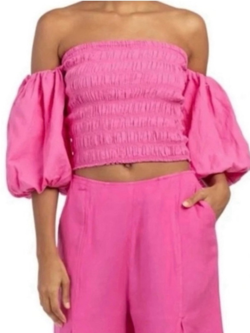 YFB Puffy sleeves linen blend top
